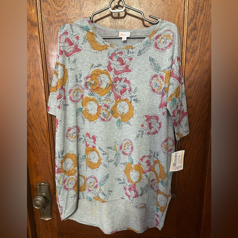 Lularoe gray floral Irma size M NWT